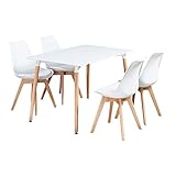 P&N Homewares® Lorenzo Tulip Juego de Comedor (Mesa Blanca Sillas Blancas) | Comedor | Muebles