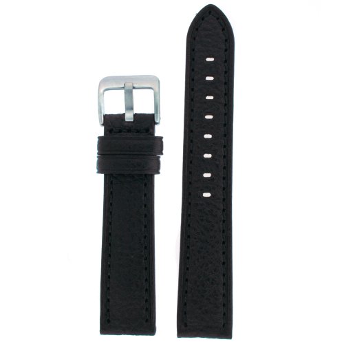 Tech Swiss Watch Band Black Genuine Leather 20 millimeter