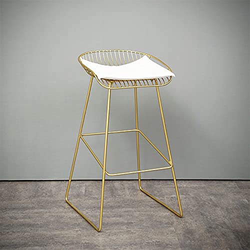 Tabouret de bar avec dossier ergonomique et assise rembourrée blanche sur pieds métal