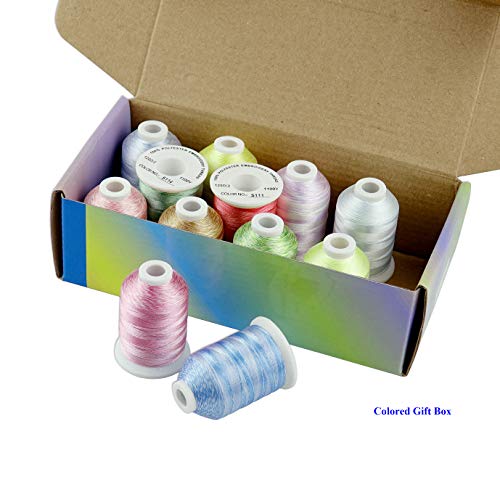 Simthreads 12 Variegated Colors Polyester Embroidery Machine Thread For Most Home Sewing Embroidery Machines 1100 Yards Each #TOP3