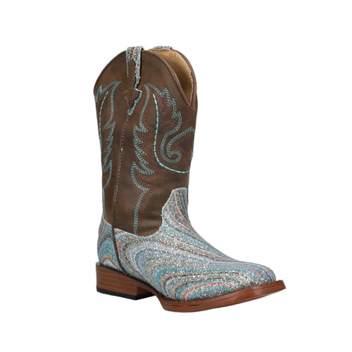 ROPER Kids Girls Glitter Swirl Ii Square Toe Casual Boots Mid Calf - Brown, Multi2