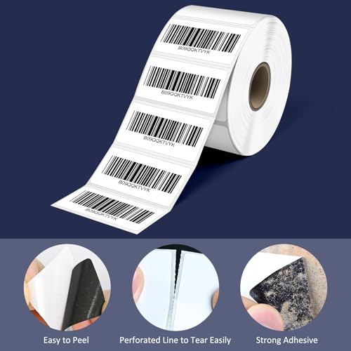 L LIKED 2x1 inch White Opaque Direct Thermal Barcode Labels, 1 Roll of 1300 Adhesive Address Labels Compatible with Munbyn, Polono, Nelko, Rollo, Zebra and Other Desktop Printers image 4