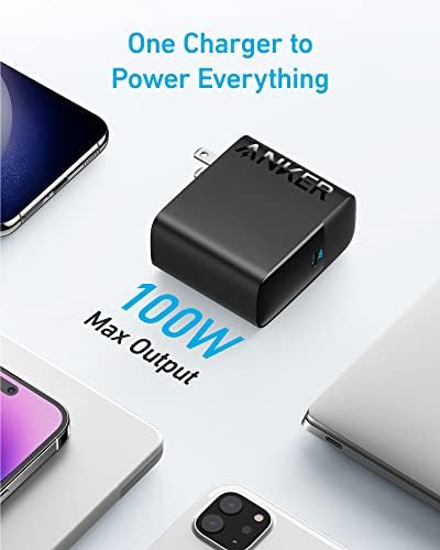 Mac Book Pro Charger, 100W USB-C Charger, Anker PIQ 3.0 Compact and Foldable Fast Charger for MacBook Pro, MacBook Air, iPad Pro, iPhone 14, Samsung Galaxy, and All USB-C Devices (5 ft Cable Included)