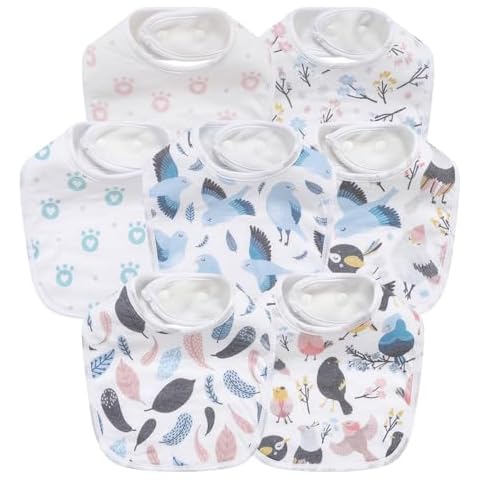Gelisite 7 Pack Baby Cotton Absorbent Bibs for Drooling Teething (bird) Cover