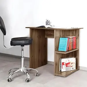 Urban Decor Engineered Wood Study Table (Wood Brown Color) | Computer Desk, Office Table for Students, Adults, Professionals with Side Corner 2 Shelves