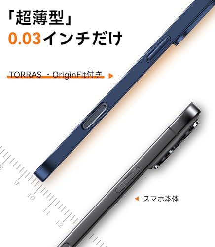TORRAS iPhone 16 用 ケース 【超薄型・極軽量】 薄型 シンプル マット質感 さらさら 手触り 日本製PC 指紋防止 擦り傷防止 耐衝撃カバー 6.1インチ 「OriginFit 」ネイビーブルー