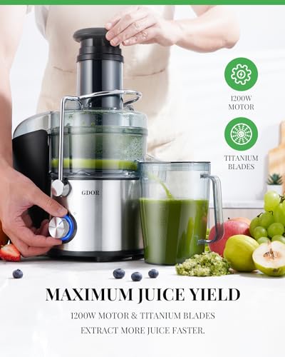 Gdor JUICER 0524 Powerful 1200W Juicer With Titanium Enhanced Cut Disc, Larger 3 Inch Feed Chute Juicer Machines For Whole Fruits And Vegetables, Centrifugal Juicer With 40 Oz. Juice Jug, Bpa-Free, Easy To Clean thumb #2