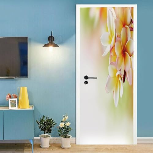 Pegatinas Puerta 3D Flores Coloridas Pegatinas para Puertas de Estampado Floral Vinilo Decorativo Pegatina Pared Mural para Puerta Autoadhesivas Papel Pintado Puerta 100x200 cm B-4474