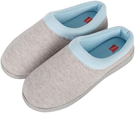 Hanes Women's Soft Waffle Knit Clog Slippers with Indoor/Outdoor Sole, Grey/Blue, X-Large | Image 4