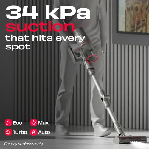 Image of NUUK REN PRO Stick Cordless Vacuum Cleaner | 2X More Suction, 34kPa | Adaptive Suction Tech, Upto 60min Runtime | 180˚ Bending Flexistick | 8 Attachments for Home Use | Multi-Cyclone HEPA Filtration
