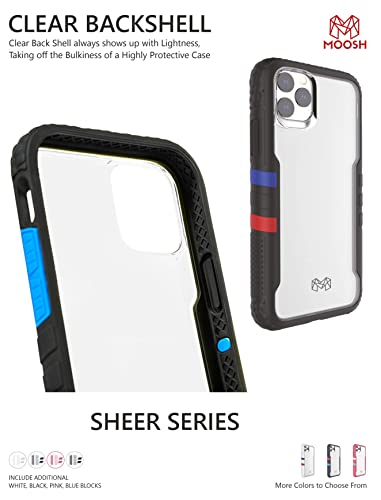 Image of MOOSH Commuter Series for iPhone 12 Mini Case Clear Back 10FT Drop Tested Scratch-Resistant Raised Edges Replaceable Colour Blocks Shock Absorption Apple iPhone 12 Mini Case 5.4 inch (Black)