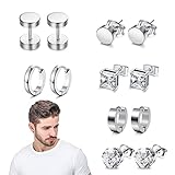 herren schmuck schwarz 【Viel Stil】: Ohrstecker Set für Herren und Damen enthält 6 Paar Ohrstecker, einschließlich Fake Plug Stil, Zirkonia Ohrstecker Stil, Creolen Stil. Eine Vielzahl von Stilen eignet sich am besten für Sie.
