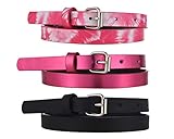INSIGHTER Belt for Girls 3 Pack Fashion Leather Uniform Kids Belt for Girl for Jeans Floral Pink Bla
