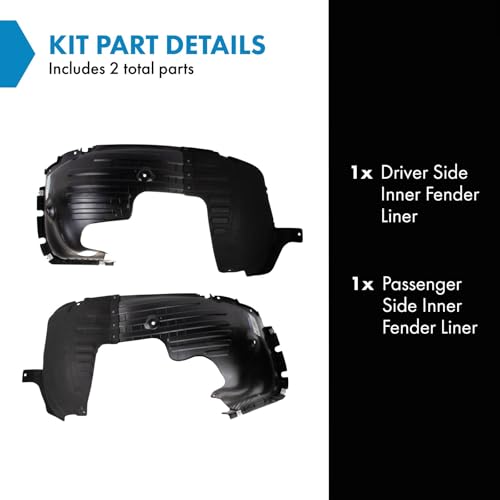 Image of TRQ Inner Fender Liner Set Compatible with 2016-2018 Kia Optima KI1248152 KI1249152