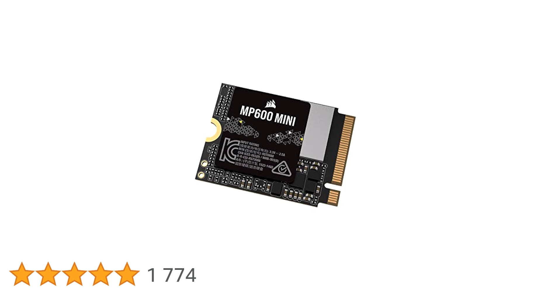 Corsair MP600 Mini 1 to M.2 2230 NVMe PCIe x4 Gen4 2 SSD - Jusqu'à 4 800 Mo/Sec en Lecture Séquentielle - 3D TLC NAND Haute Densité - Idéal pour Steam Deck et Microsoft Surface - Noir