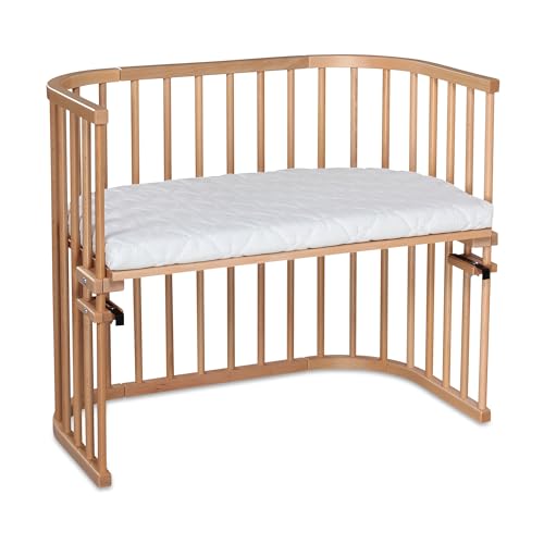 babybay Cuna Extra Grande de Madera de Haya Maciza, Altura Regulable y respetuosa con el Medio Ambiente, con colchón Classic Soft (Lacado Natural)