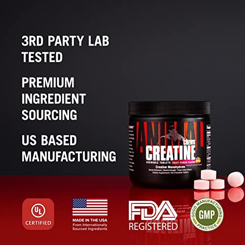 Animal Creatine Chews Tablets - Enhanced Creatine Monohydrate With Astragin To Improve Absorption, Sea Salt For Added Pumps, Delicious And Convenient Chewable Tablets - Fruit Punch #TOP2
