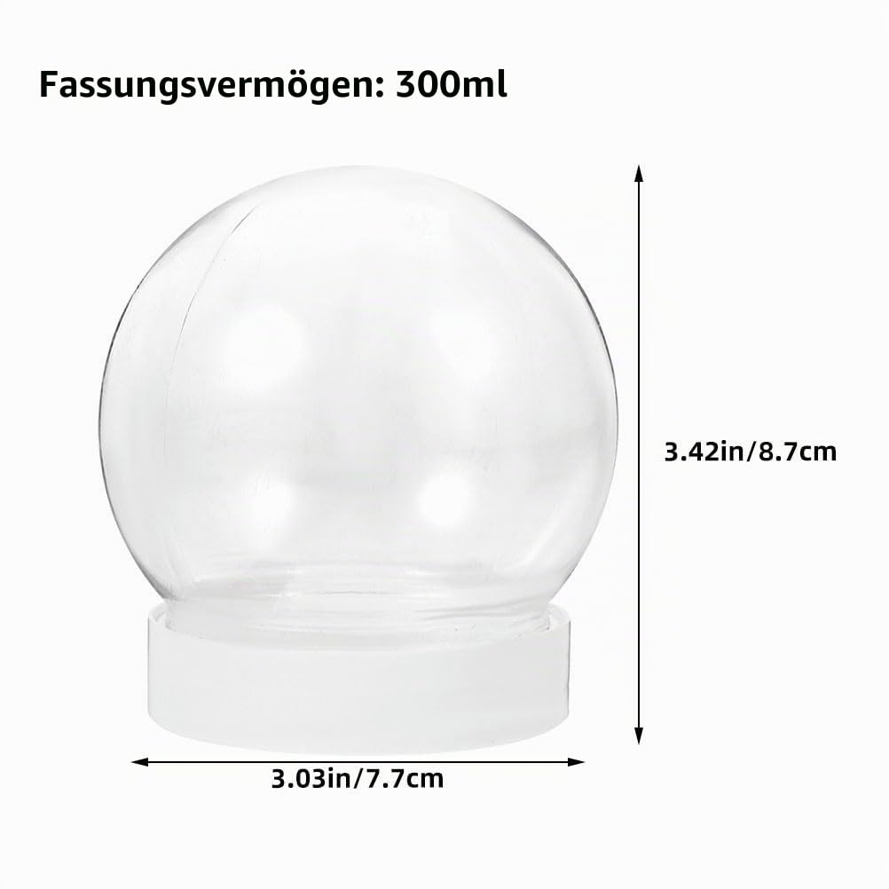 Ciieeo 24 Stück Kunststoff-Schneekugeln Klare Befüllbare Schneekugeln Mit Schraubverschlüssen Zum Selbermachen Basteln Zuhause Weihnachten Winter Dekoration 300 Ml