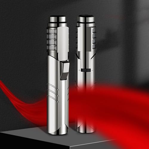 Encendedor de butano metálico, llama ajustable, rojo miniatura 4