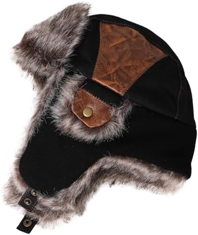 Comhats Winter Faux Fur Trapper Hats for Men Warm Ushanka Russian Hat Outdoor Earflap Hunting Ski Hat