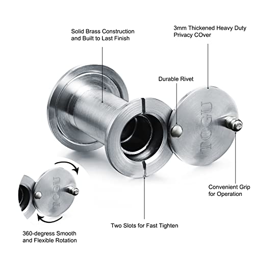 Image of TOGU TG2614YG-SPC Brass UL Listed 220-degree Door Viewer with Heavy Duty Privacy Cover for 1-3 /8 inch to 2-1 /6 inch Doors, Brushed Satin Chrome Finish