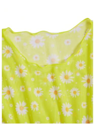 Milumia Girl's Cute Beach Coverups Disty Floral Print Ruffle Trim wimsuit Swimwear Cover Up4