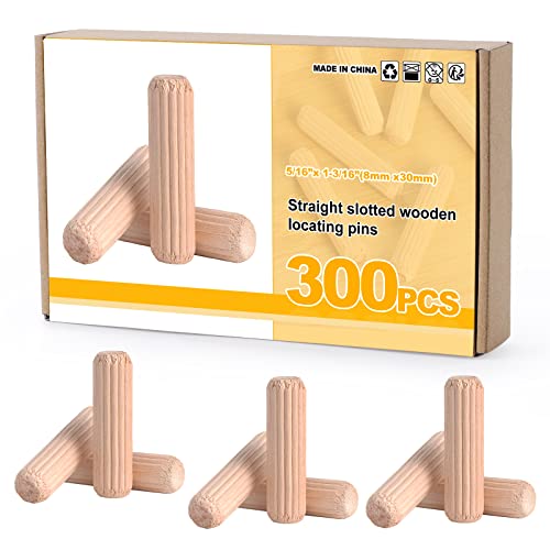 Mynoozi 300 Pcs Chevilles en Bois, Goujons de Bois pour Meubles et Projets d'Artisanat (8x30mm)