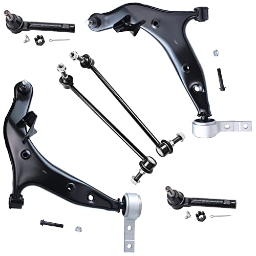Image of Detroit Axle - 3.5L Front Lower Control Arms w /Ball Joint Sway Bars Outer Tie Rods Replacement for 2004-2009 Nissan Quest - 6pc Set