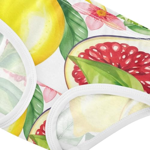 Toddler Underwear Custom 2t Cotton Little Girl Panties Funny Briefs Girls Undies Floral Lemons Green Leaves4