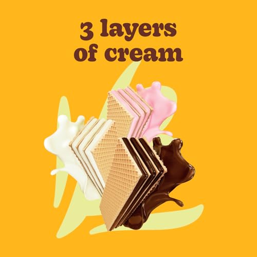 Image of Bauducco Wafer Cookies, Strawberry & Hazelnut, 28.2 oz (Pack of 20) - Individually Wrapped Crispy Wafers - Triple-Layer Cream-Filled Dessert - On-the-Go Sweet Snacks - Perfect for Lunch Box.