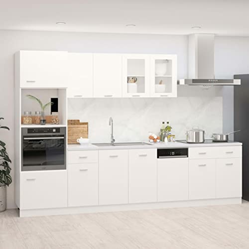 ShGaxin Juego de Muebles de Cocina 7 Piezas, Mueble Fregadero Cocina, Encimera Cocina, Muebles De Cocina por Modulos, Cocinas Completas, aglomerado Blanco