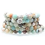 SEVENSTONE 8MM 108 Mala Beads Charm Bracelet for Men Women Yoga Bracelet Necklace Father's Day