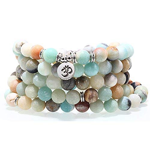 SEVENSTONE 8MM 108 Mala Beads Charm Bracelet for Men Women Yoga Bracelet Necklace Father's Day