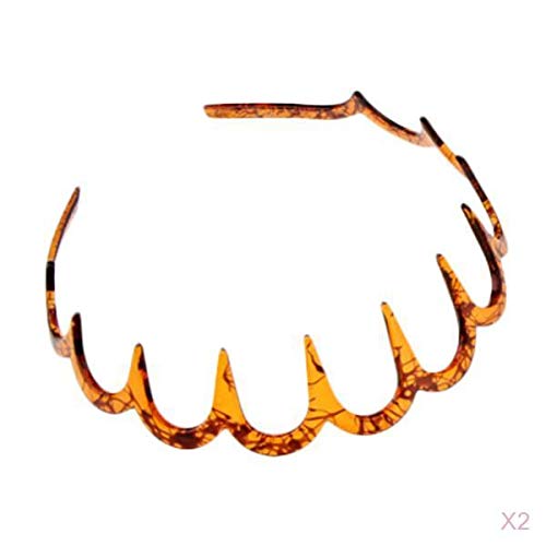 nivaa 2x Plastic Wave Hair Band Comb Headband with Deep Teeth Hair Accessory Brown-picture-14
