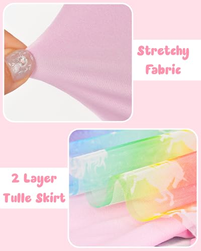 Girls Leggings with Skirt Kids Footless Leggings Pants with Lace Ruffle Tutu Skirt for Toddler Little Girls 4-7T4