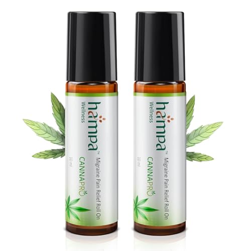 Image of Hampa Ayurvedic Migraine & Headache Pain Relief Roll-On 10ml | Herbal Pain Relief for Migraine, Headache, Stress, Tension & Sinus | Hemp, Vijaya, Peppermint & Eucalyptus | AYUSH & GMP Certified - Pack of 2