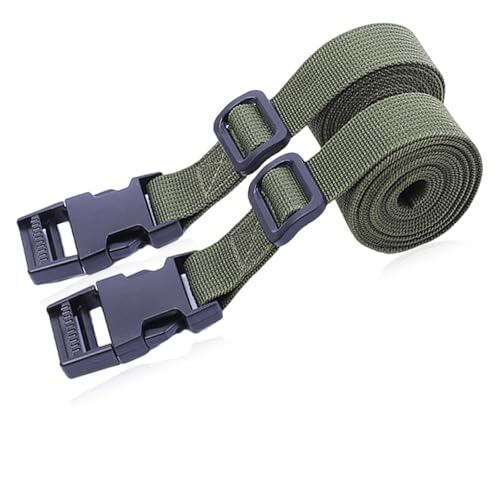 2 Pack Adjustable Luggage Straps, Nylon Webbing Straps with Quick Release Buckle, Packing Belt for Backpacking, Camping, Hiking, Sleeping Bag Compression, 2.5 * 150cm (Green)
