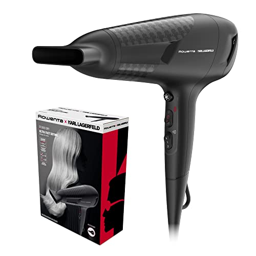 Rowenta x Karl Lagerfeld CV581L Studio Dry Haartrockner, energiesparende Effiwatt-Technologie, 6 Geschwindigkeits-/Temperaturstufen, Thermo Control, Konzentrator, Kaltluftstufe, Schwarz/Rot Rowenta x Karl Lagerfeld CV581L Studio Dry Haartrockner, energiesparende Effiwatt-Technologie, 6 Geschwindigkeits-/Temperaturstufen, Thermo Control, Konzentrator, Kaltluftstufe, Schwarz/Rot