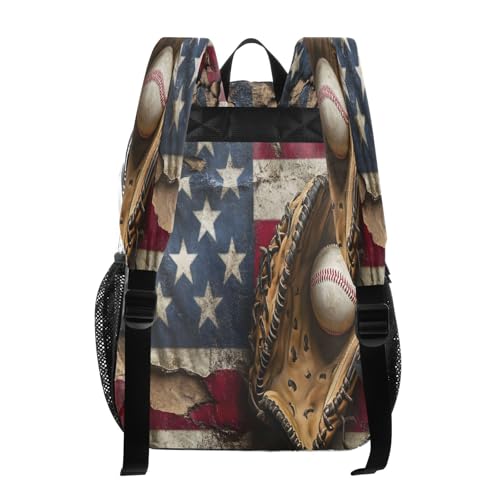 American Flag Baseball Glove Clear Backpack Heavy Duty See Through Transparent PVC BookBag for Kids Boy Girl School Work3