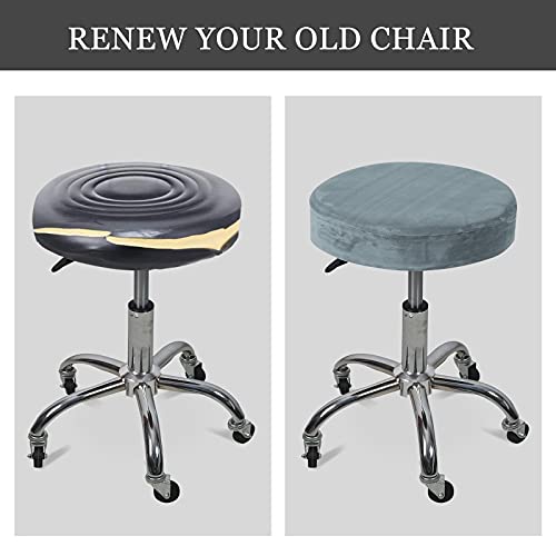 Leorate Velvet Bar Stool Covers Round Dia 10-13 Inch Round Bar Stool Covers Slipcovers Anti-Slip Washable(2Pcs,Grey Blue) #TOP3