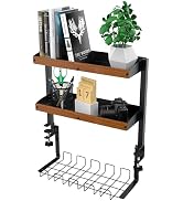 MOKOQI Desk Shelf Clamp-On Desktop Organizer, Above & Under Desk Storage with Cable Management Tr...