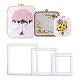 Elesunory 3 Pieces Square Embroidery Hoop, 6 x 6 , 8 x 8, 11 x 11 Inch Cross Stitch Hoop, Plastic Wh