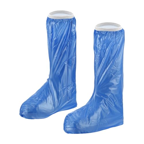 1 par de fundas impermeables para zapatos M METERXITY, reutilizables y antideslizantes, con cremallera, plegables, para uso al aire libre (talla M, color azul) miniatura 1