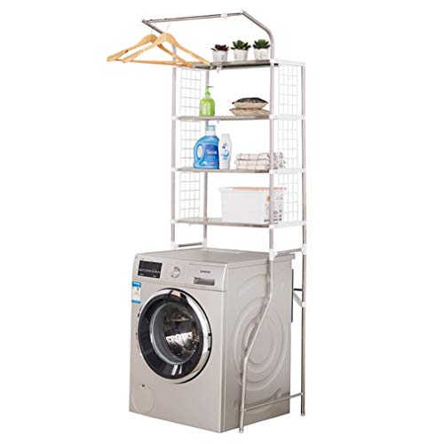 Teleskop Edelstahl über Waschmaschine Lagerung 4 Tiers Lagerregal mit verstellbaren Schrauben Pad Badezimmer Shelve (Size : Steel Board)