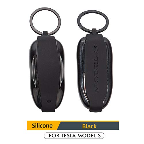 Image of Tesla Gear Silicon Key Fob Cover Keychain for Tesla Model S (Black)