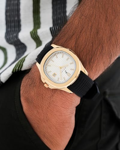 Image of Sylvi Urbanic Men's Analog Watch with Date Display, Silicone Strap, Water Resistant