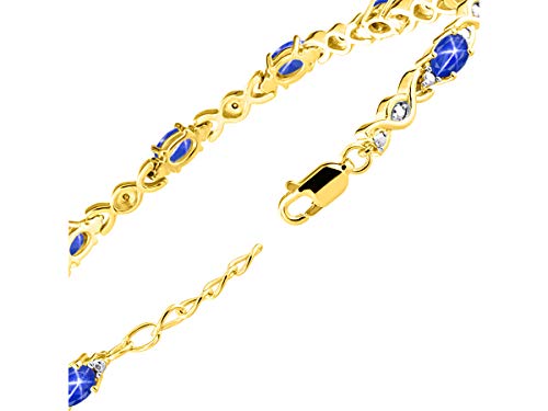 Image of Rylos Bracelets for Women Yellow Gold Plated Silver XOXO Hugs & Kisses Tennis Bracelet Gemstone & Diamonds Adjustable to Fit 7 inch-8 inch Wrist, 10 Gorgeous 6X4MM Jewelry for Women Friendship Bracelets