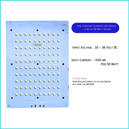 Image of 100 Watt LED MCPCB || High Lumen LED || 140 Lumen Per Watt- Colour: White - 6500 K || Life Span: 50000 Hrs || PCB Size - 220 x 158 mm - Pack of 1