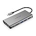 Produktbild lention USB C Digitaler AV Multiport Hub mit 4K HDMI, VGA, USB 3.0, Kartenleser, Aufladung, Gigabit Ethernet, Aux-Adapter Kompatibel mit MacBook Pro, 2018 und 2019 Mac Air, More (Space Grey)