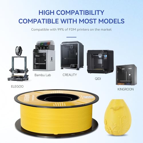 Image of Kingroon Matte PLA Filament 1.75mm 3D Printer Filament Matte Filament 1kg Dimensional Accuracy + /- 0.02 mm (10 Roll Matte Yellow)